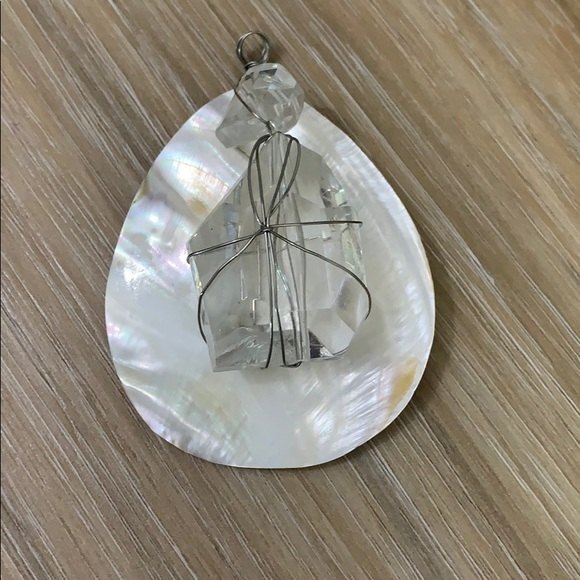 White Abalone Shell Charm Pendant Designer Original - Picture 1 of 4